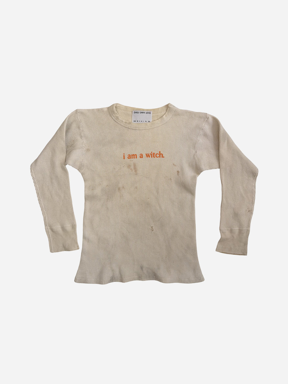 i am a witch. white waffle thermal - XS/S