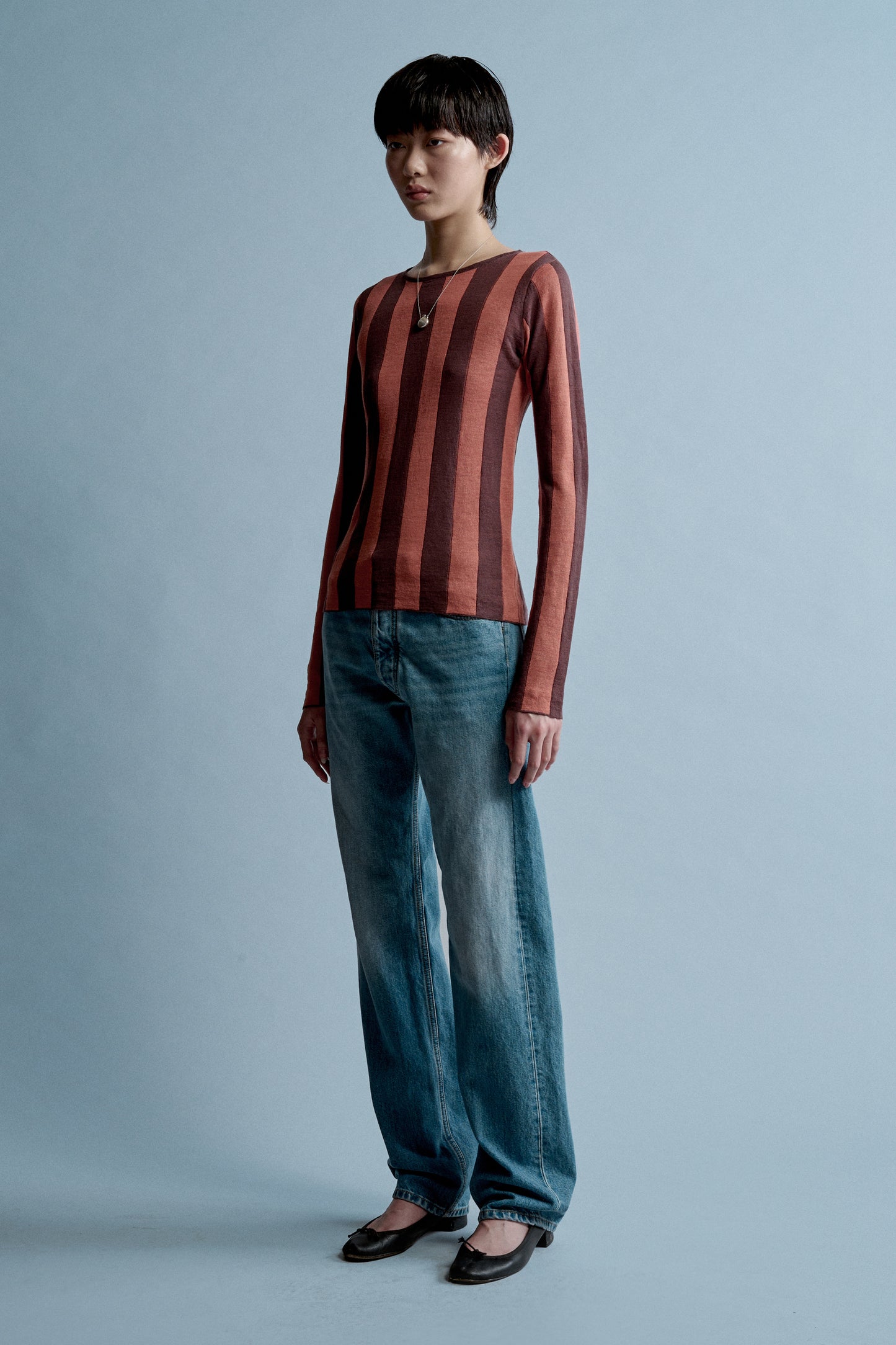 Carlington Stripe Shell - Terracotta + Clove