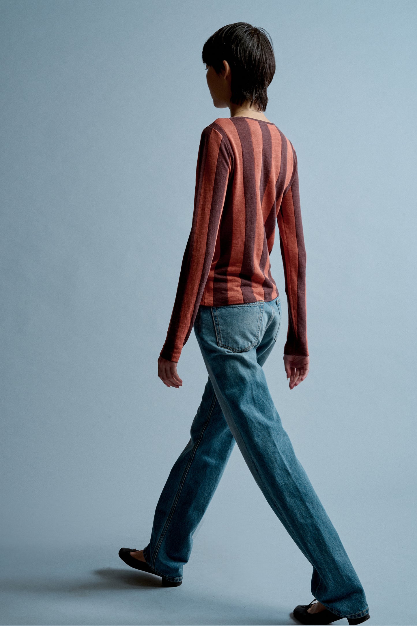Carlington Stripe Shell - Terracotta + Clove