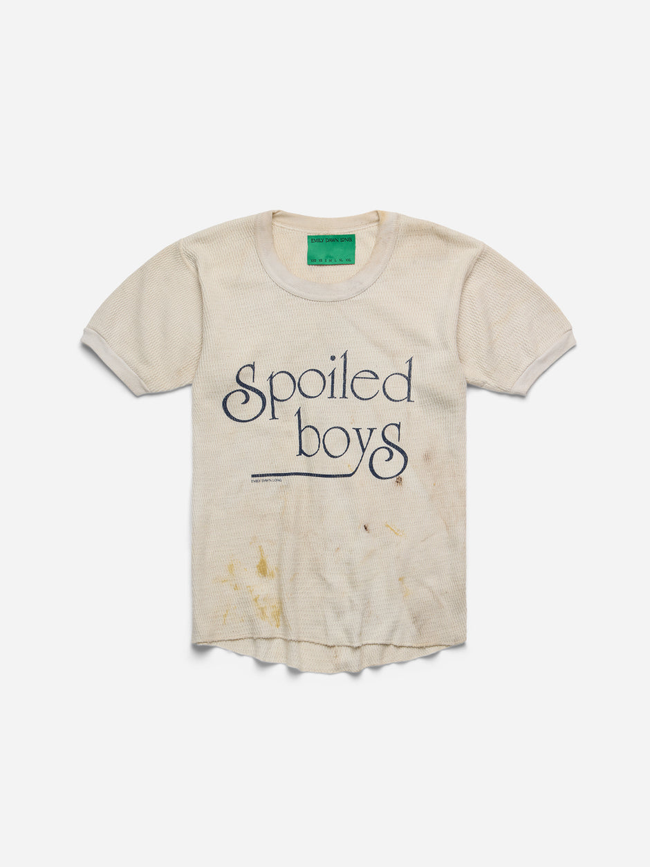 SPOILED BOYS - White Waffle Thermal Tee_Navy_ S (kk)