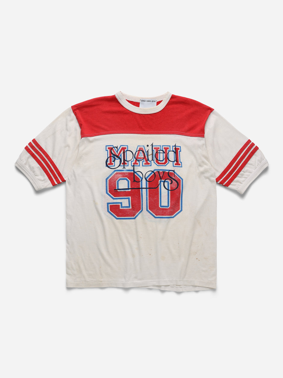 SPOILED BOYS - White Red Varsity Tee_Maui_XL (bb)