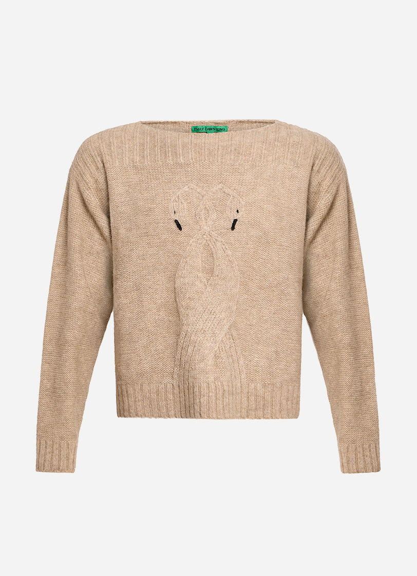 Swan Cable Knit Sweater - Merino Wool