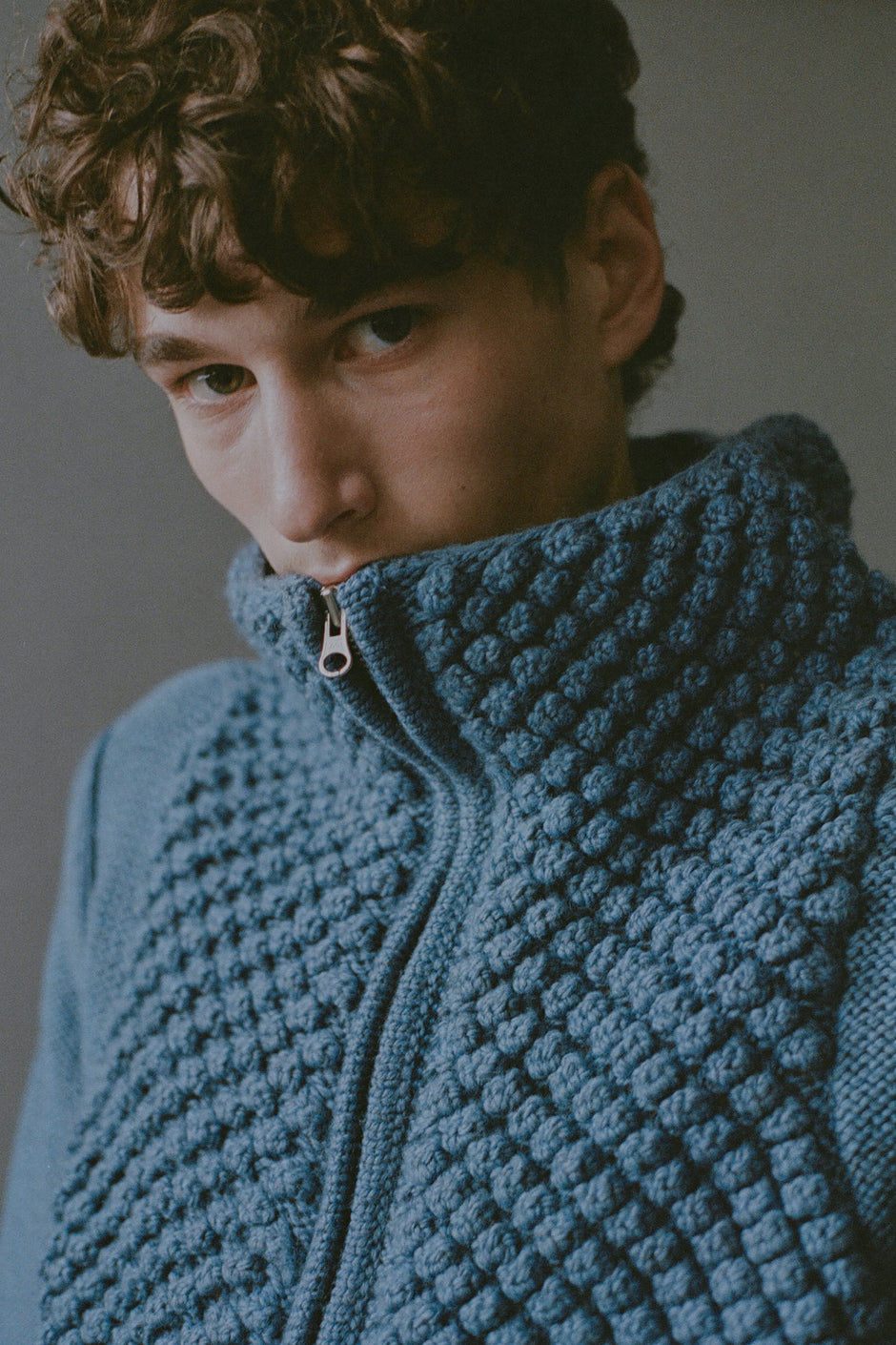 Popcorn Dbl Zip-Up Jacket- Wool