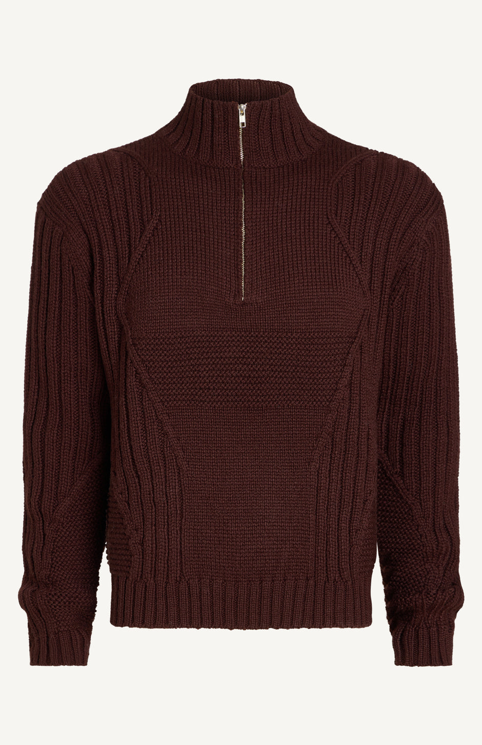 3 Knit Structure Half Zip Pullover