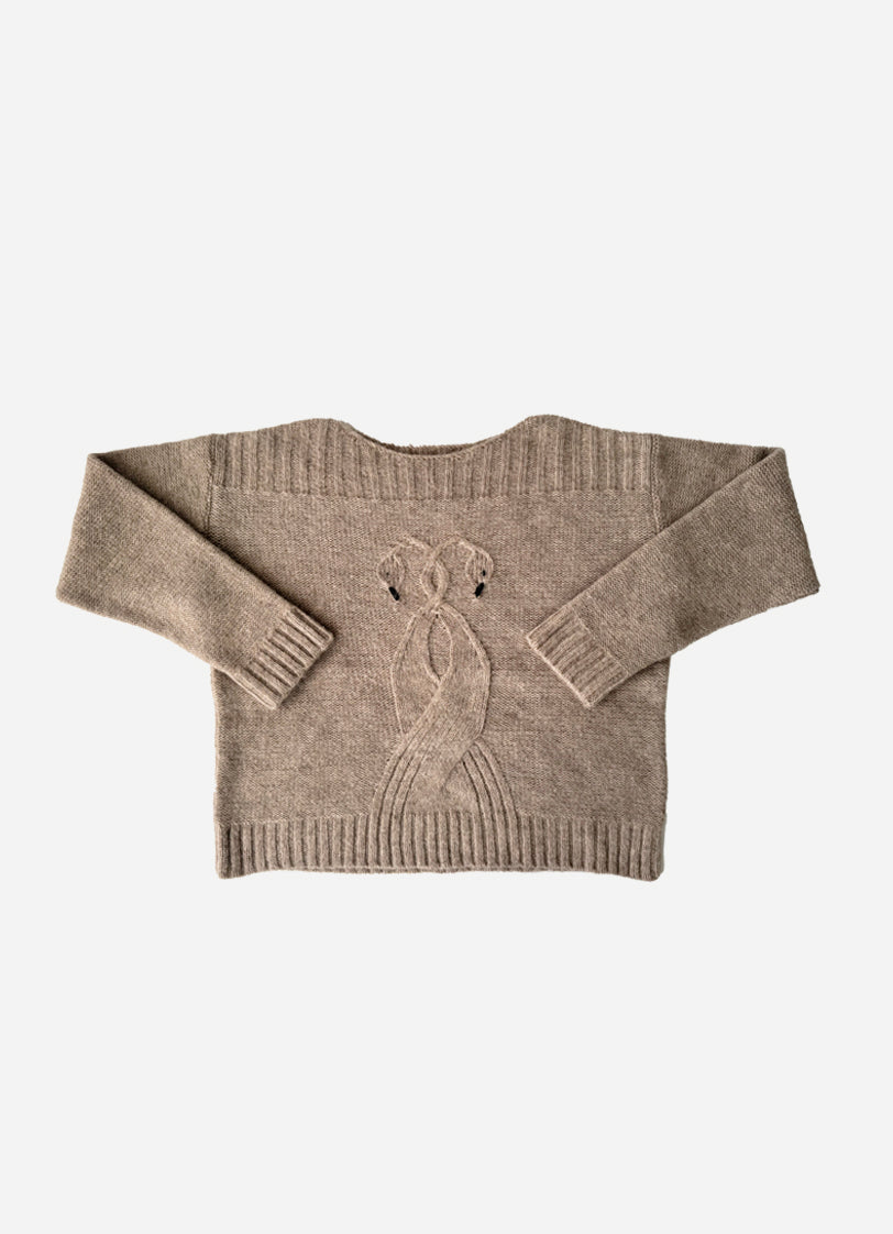 Swan Cable Knit Sweater - Merino Wool