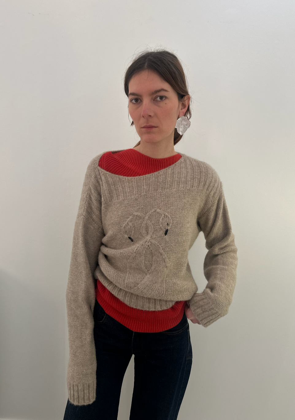 Swan Cable Knit Sweater - Merino Wool