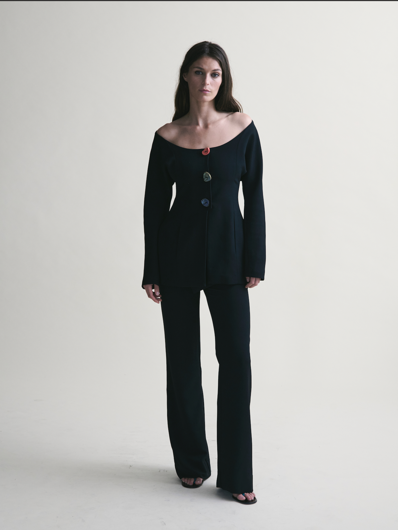 BLAKE FOLD OVER PANT - Black Crepe