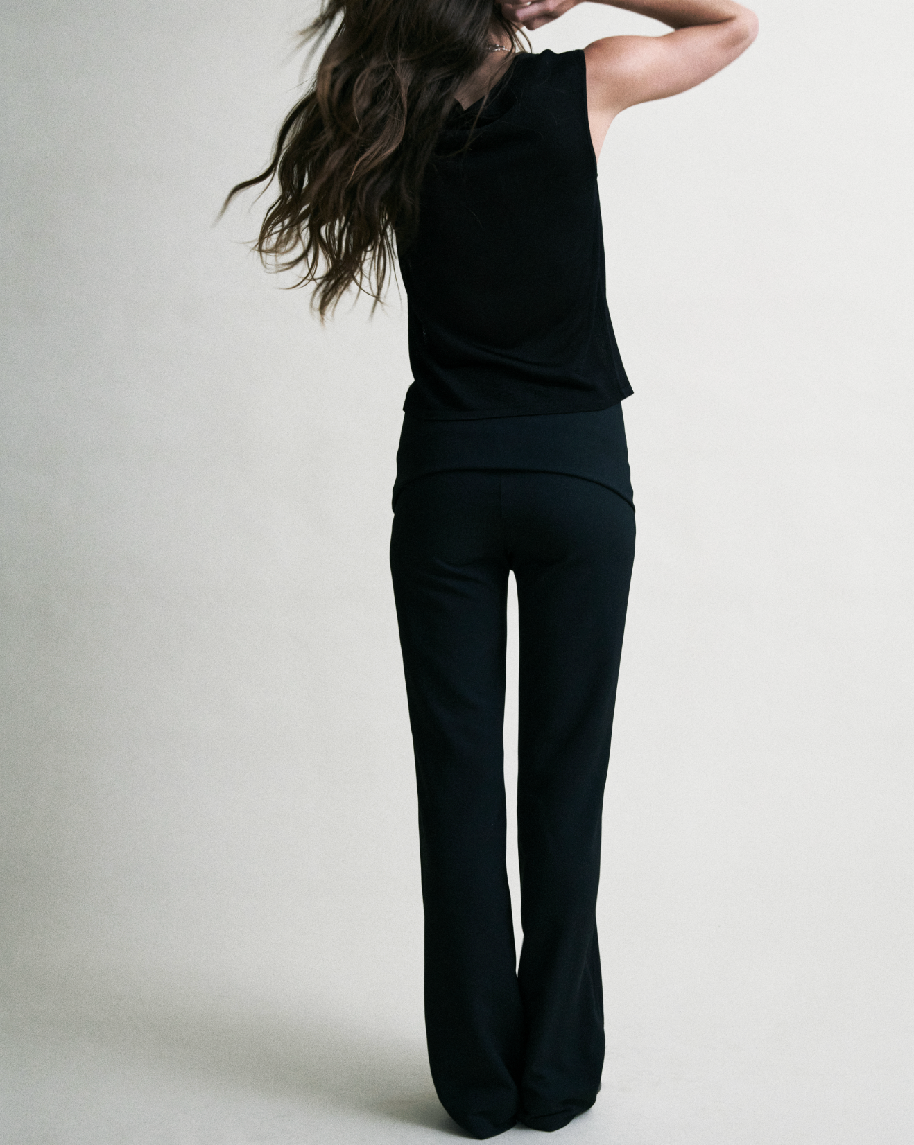 BLAKE FOLD OVER PANT - Black Crepe