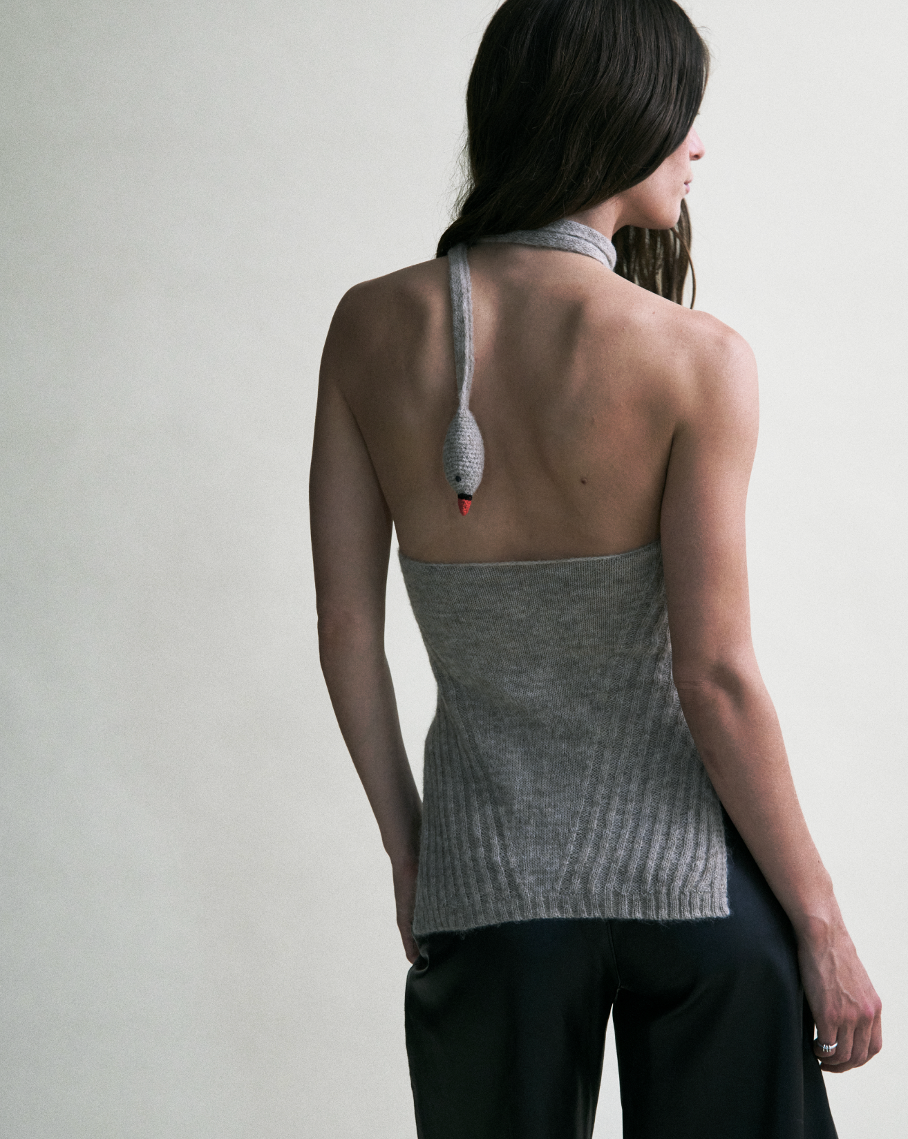 Swan Halter Tunic - Speckled Black