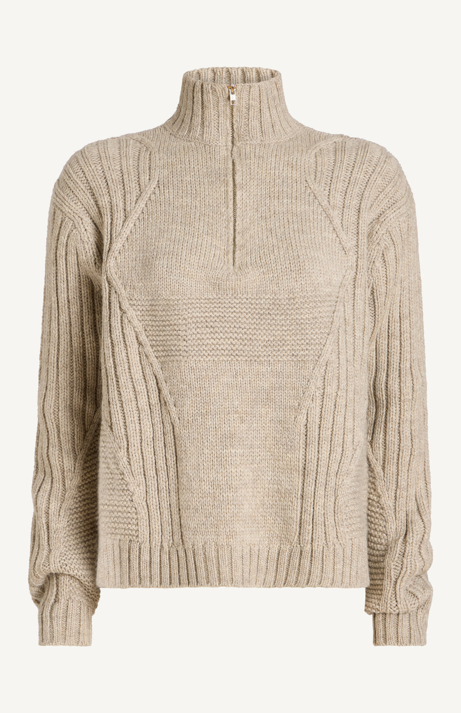 3 Knit Structure Half Zip Pullover