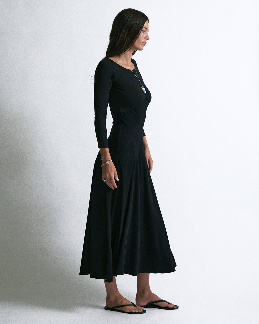 Dammit Janet Bracelet Sleeve Dress - Black