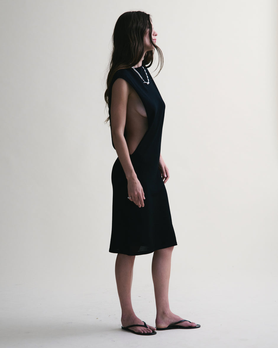 Milos Muscle Tee Dress - Black