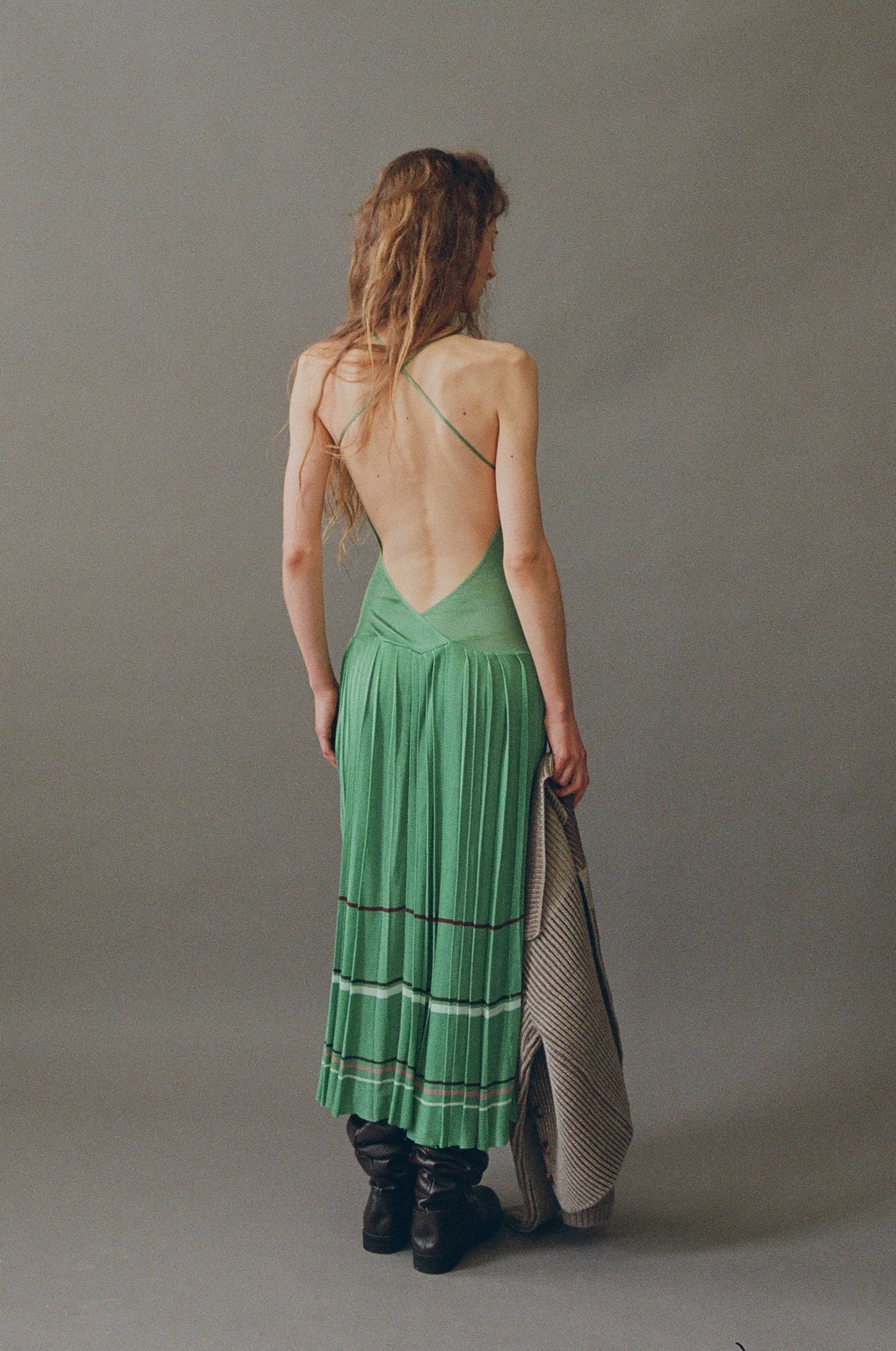 KINGSLEY PLEATED MIDI DRESS - Lily Pad