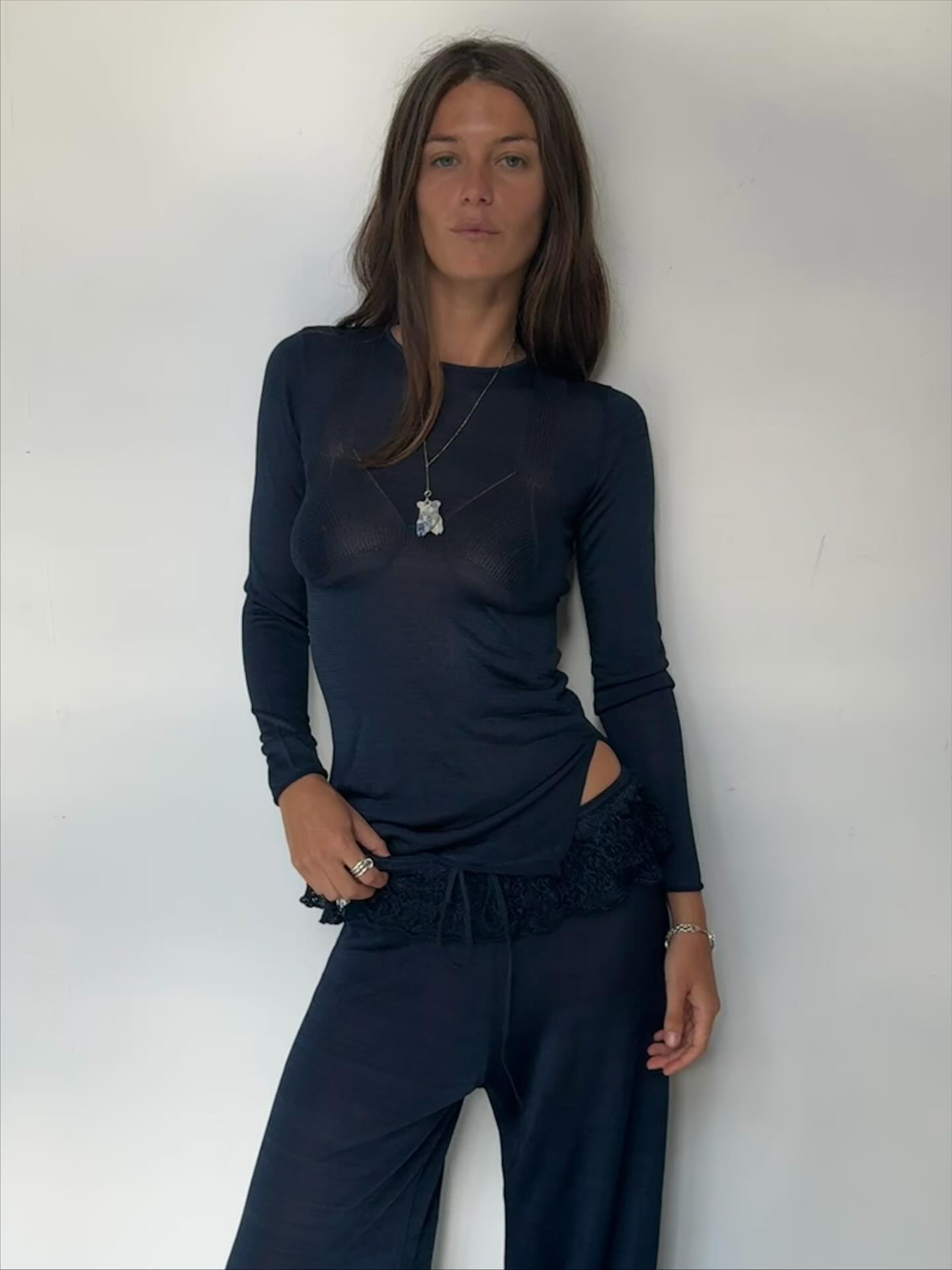 Ash Ruffle Pant - True Nvy