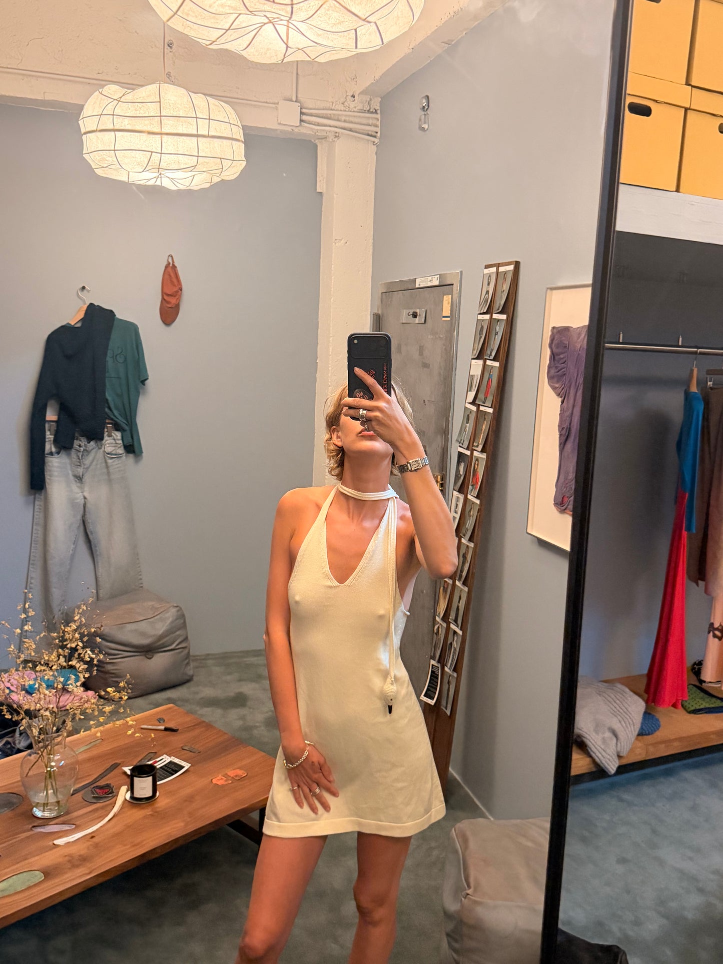 SWAN HALTER DRESS - Mini