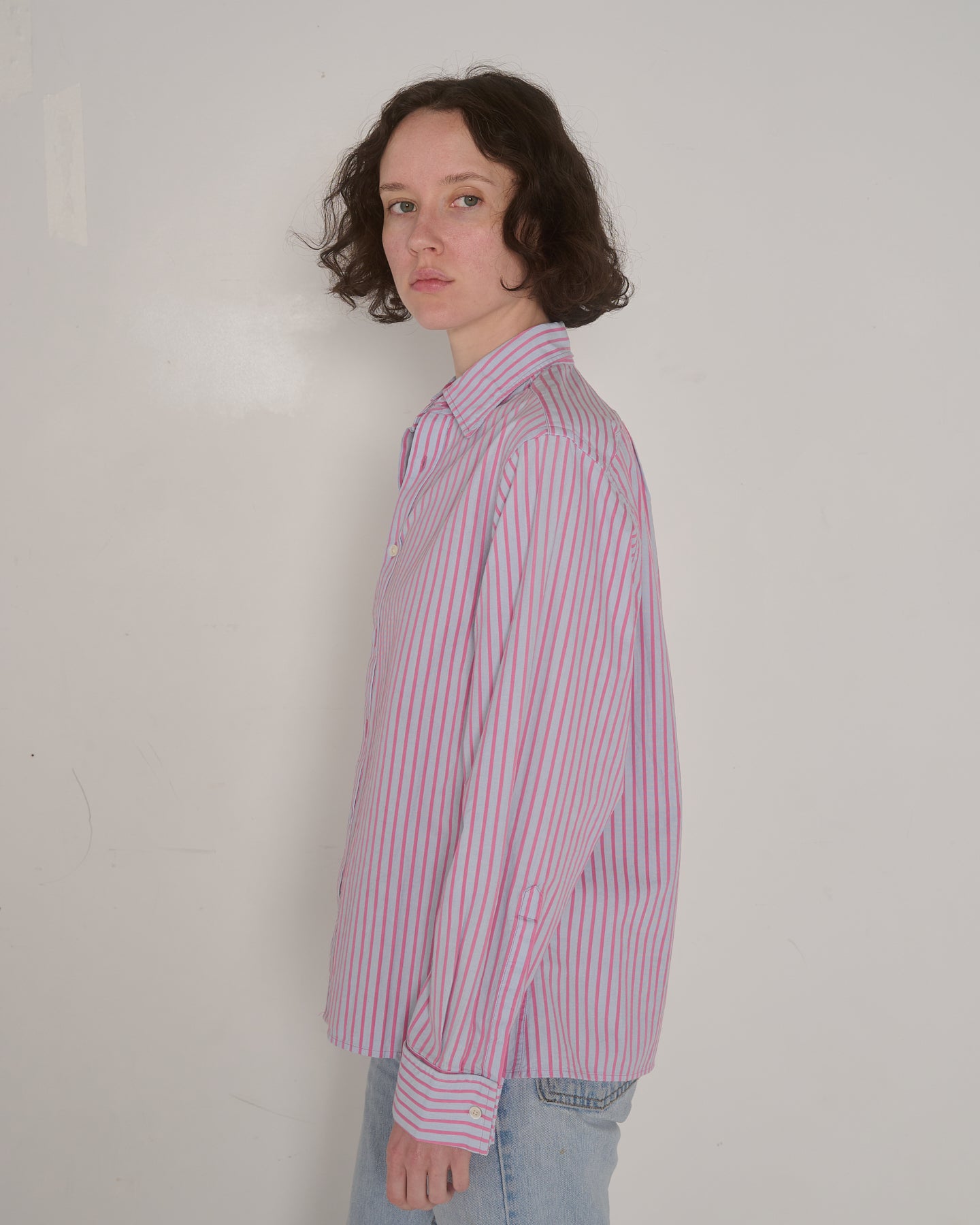 Jeff"s Shirt - 001 Pink + Blue Stripe