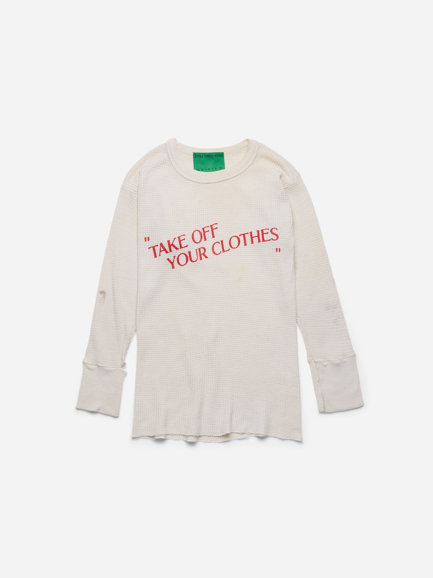 “TAKE OFF YOUR CLOTHES” - White Waffle Thermal_Red_XS/S