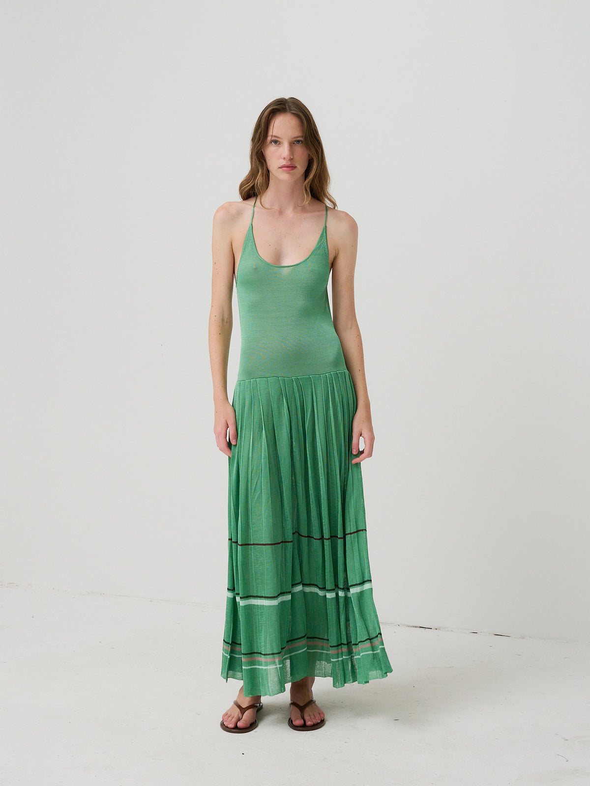 KINGSLEY PLEATED MIDI DRESS - Lily Pad