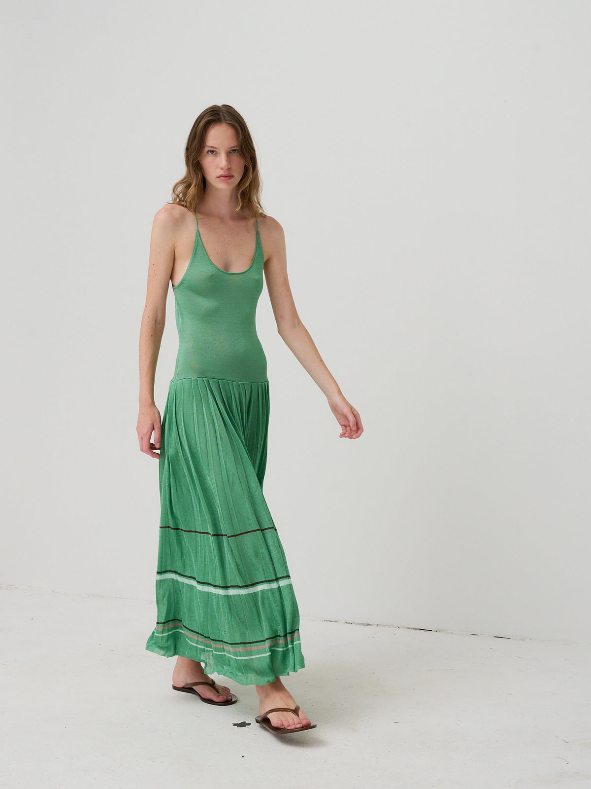 KINGSLEY PLEATED MIDI DRESS - Lily Pad