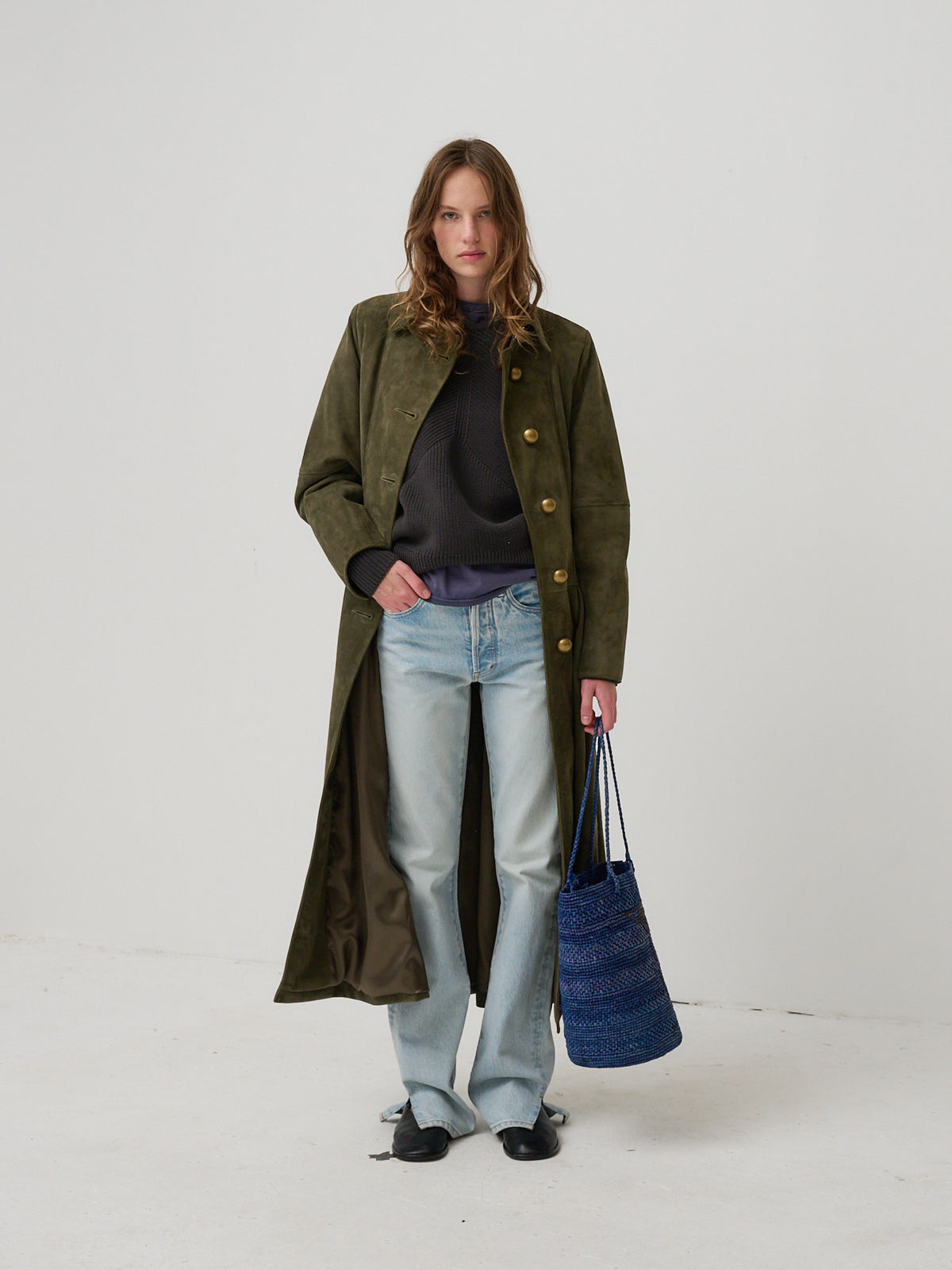 The Buttercup Suede Coat - Khaki Green