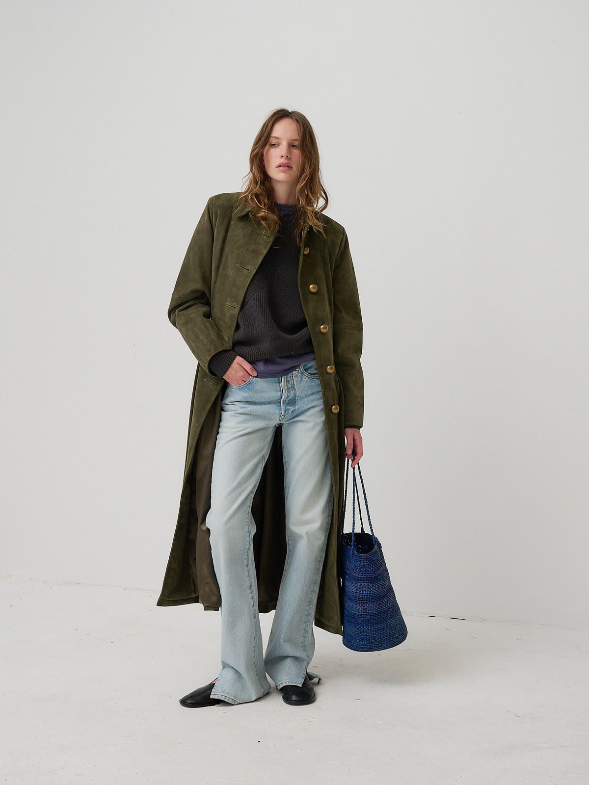The Buttercup Suede Coat - Khaki Green