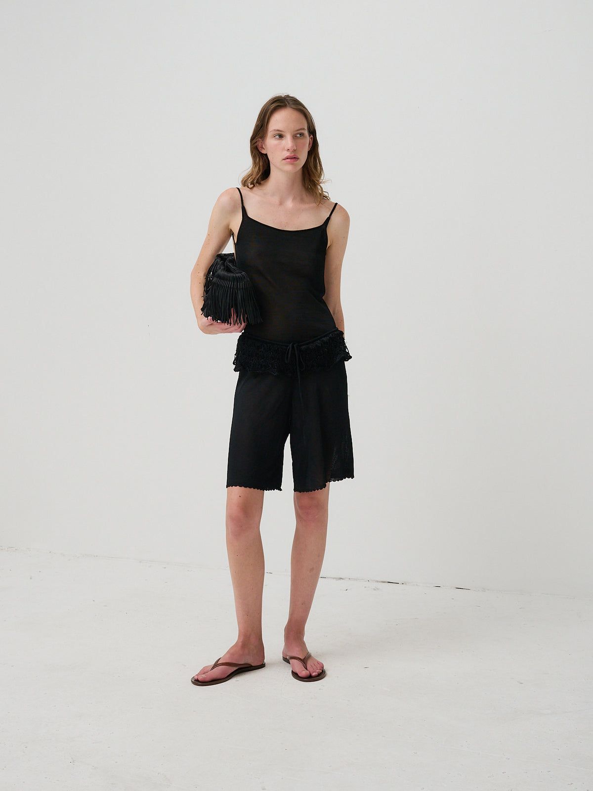 Black - Ash Ruffle Shorts 