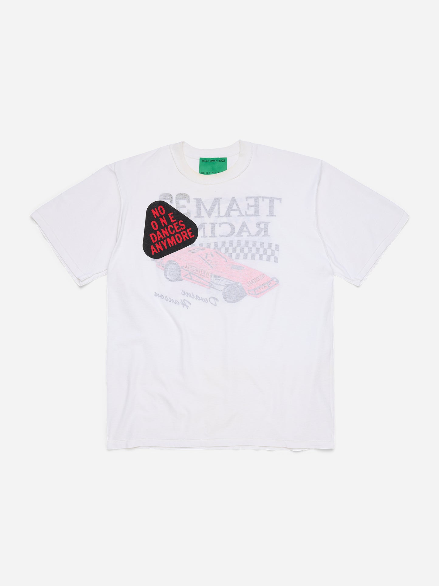 NO ONE DANCES ANYMORE - White Racing Tee_ (j)