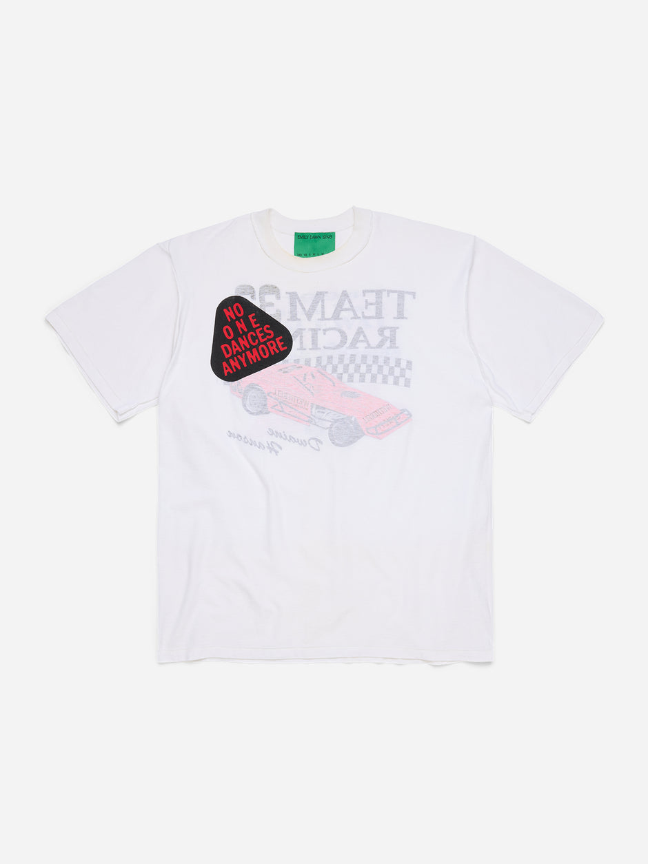 NO ONE DANCES ANYMORE - White Racing Tee_ (j)