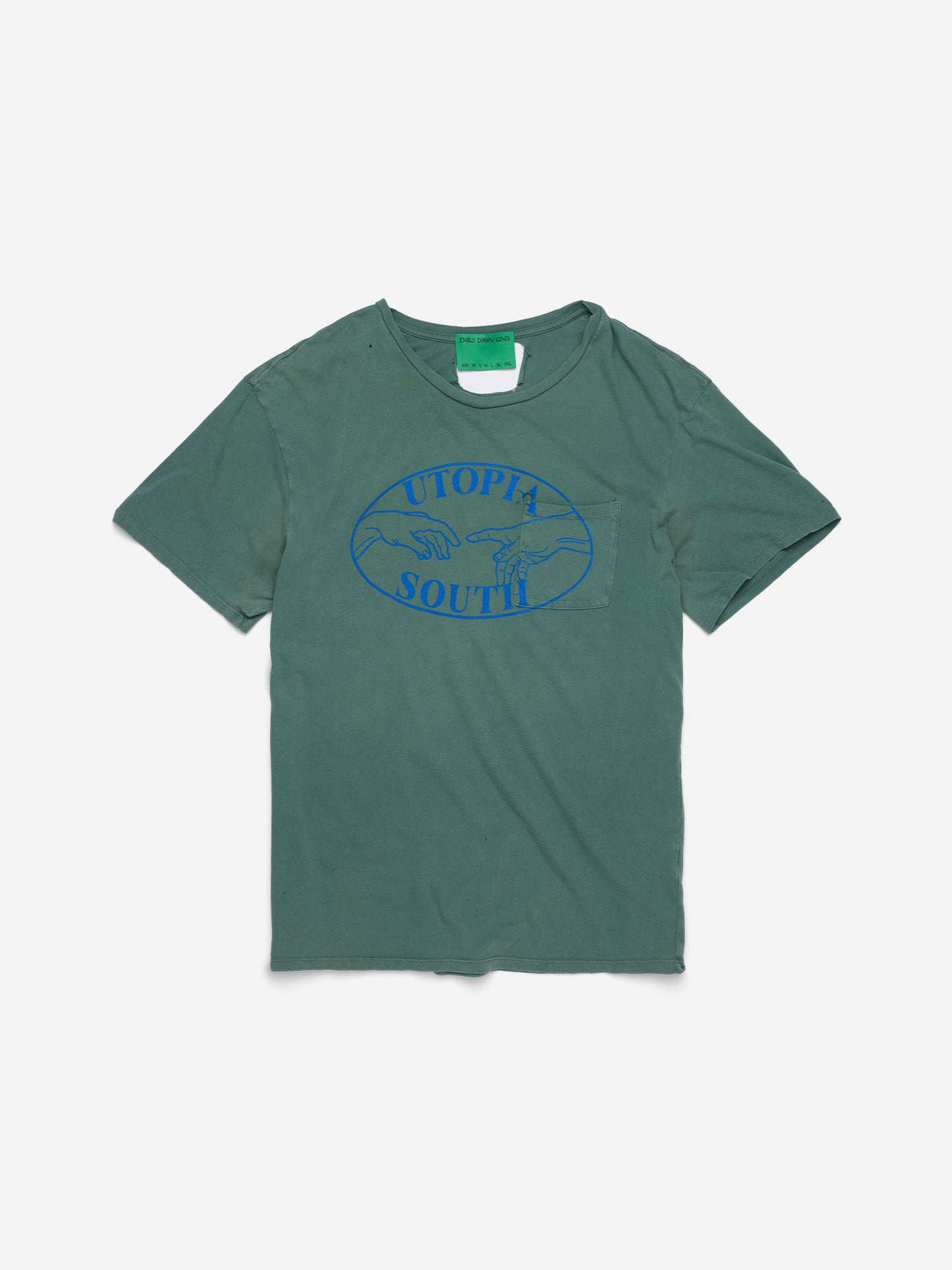 UTOPIA SOUTH - Green Tee_Pocket_ Distressed_L (h)