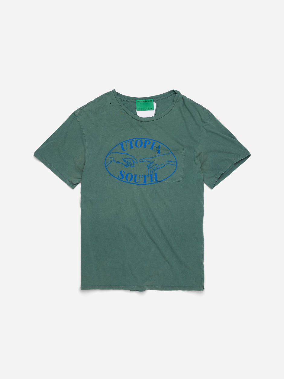 UTOPIA SOUTH - Green Tee_Pocket_ Distressed_L (h)