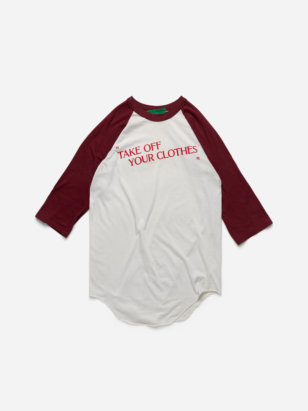 “TAKE OFF YOUR CLOTHES” - White Maroon Raglan_M/L (q)