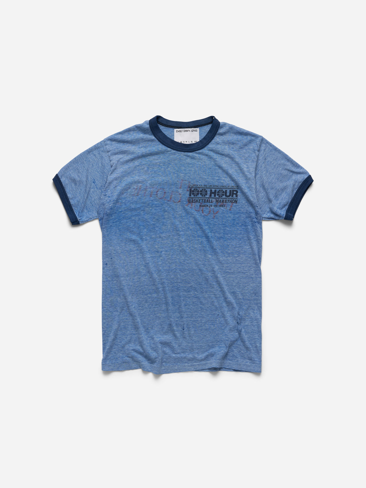 “TAKE OFF YOUR CLOTHES” - Washed Blue Navy Ringer_S/M (i)