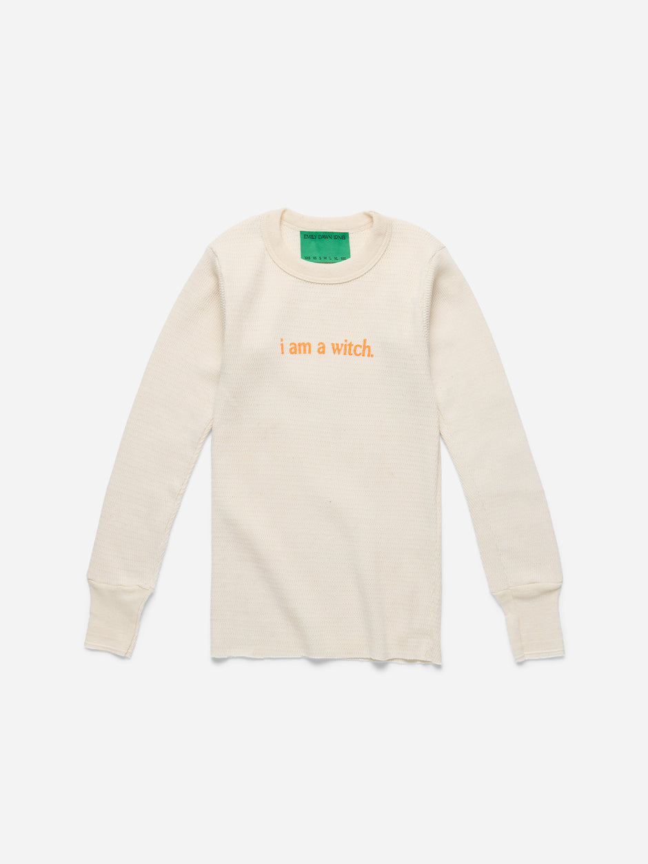 i am a witch. white waffle thermal - xxs