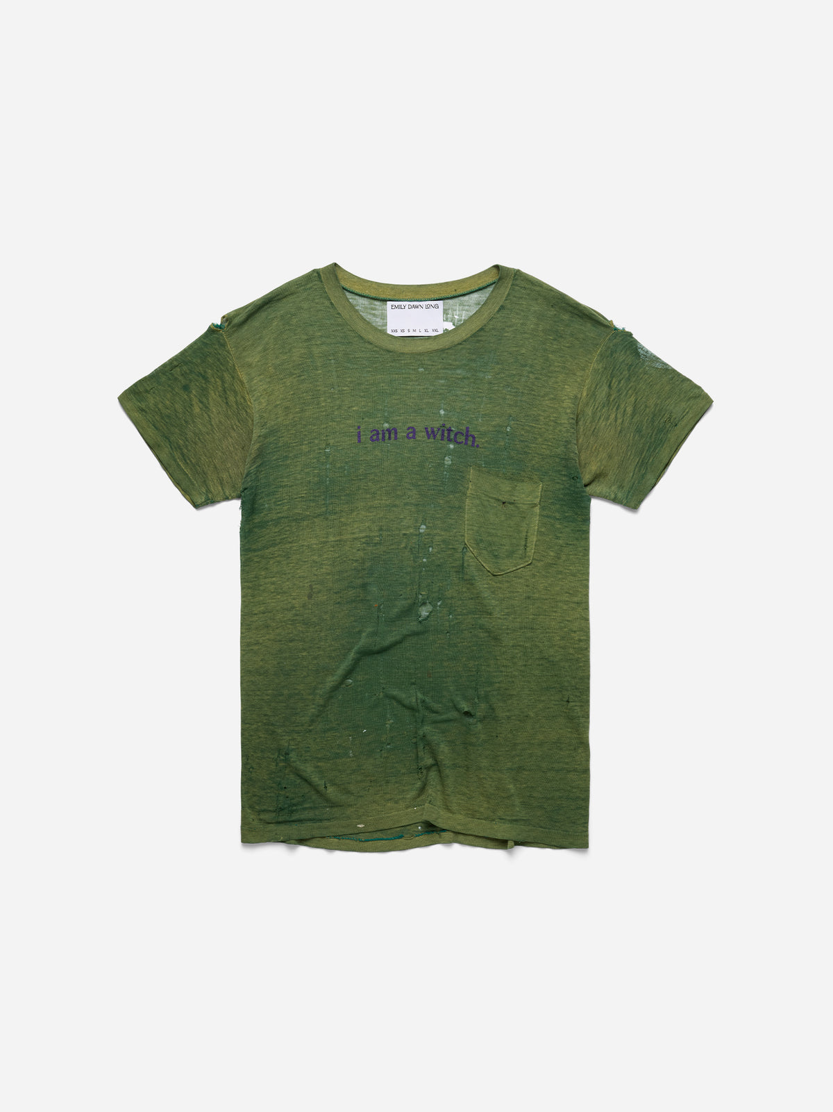 i am a witch. green distressed tee - small