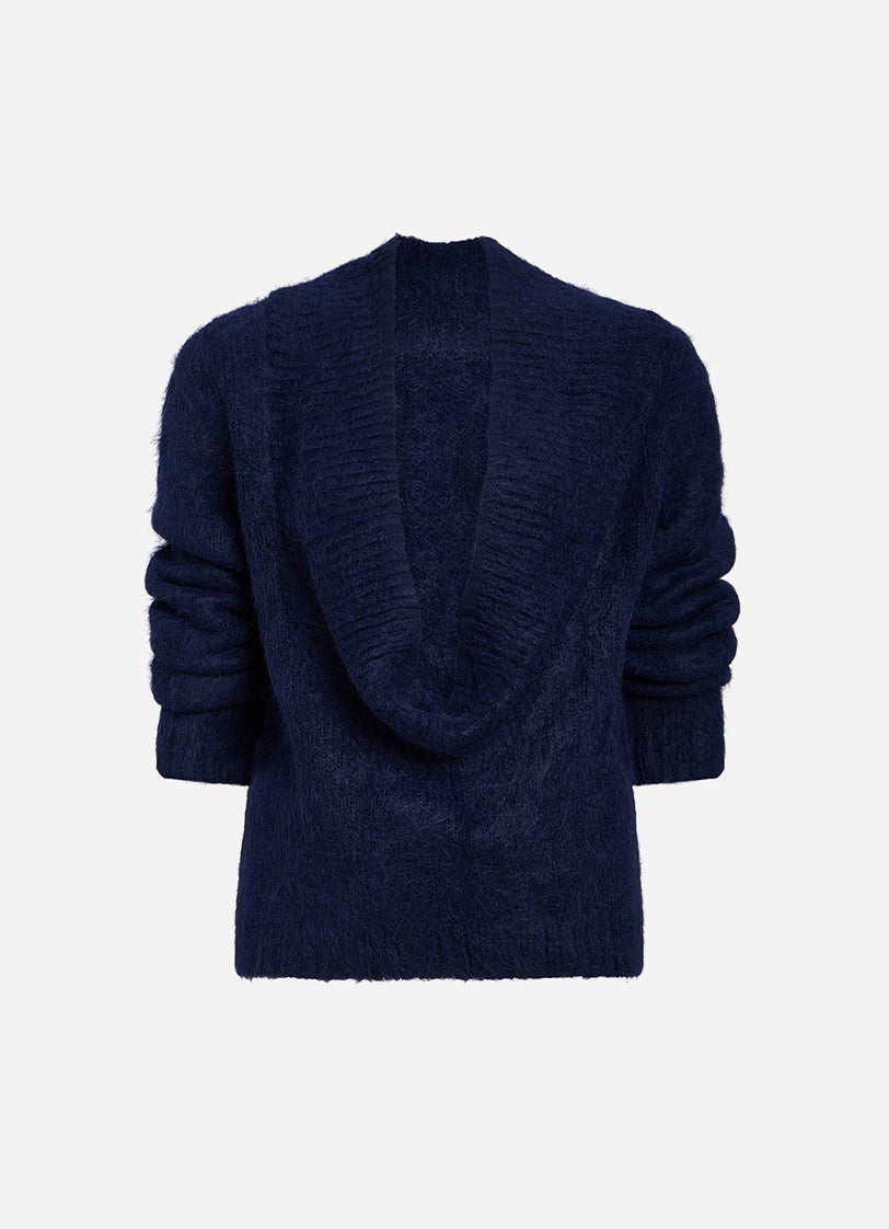 Sonko Reversible Cowl Neck Sweater - True Navy