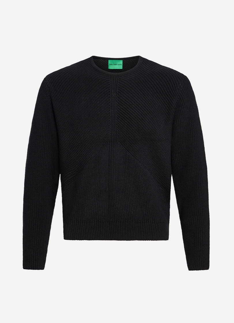 Ribcage Cotton Crewneck - Black
