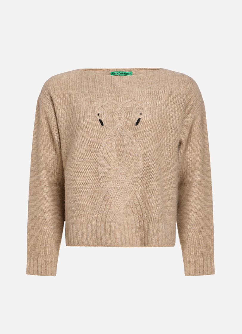 Swan Cable Knit Sweater - Merino Wool