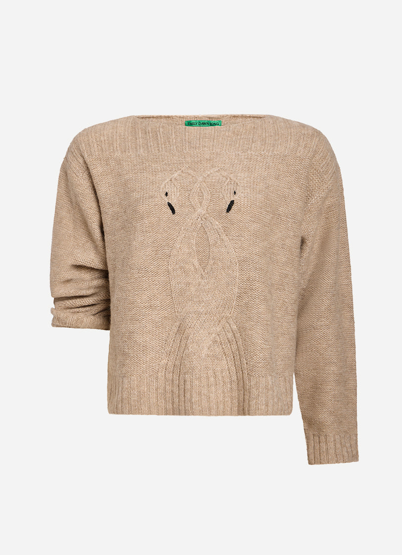 Swan Cable Knit Sweater - Merino Wool