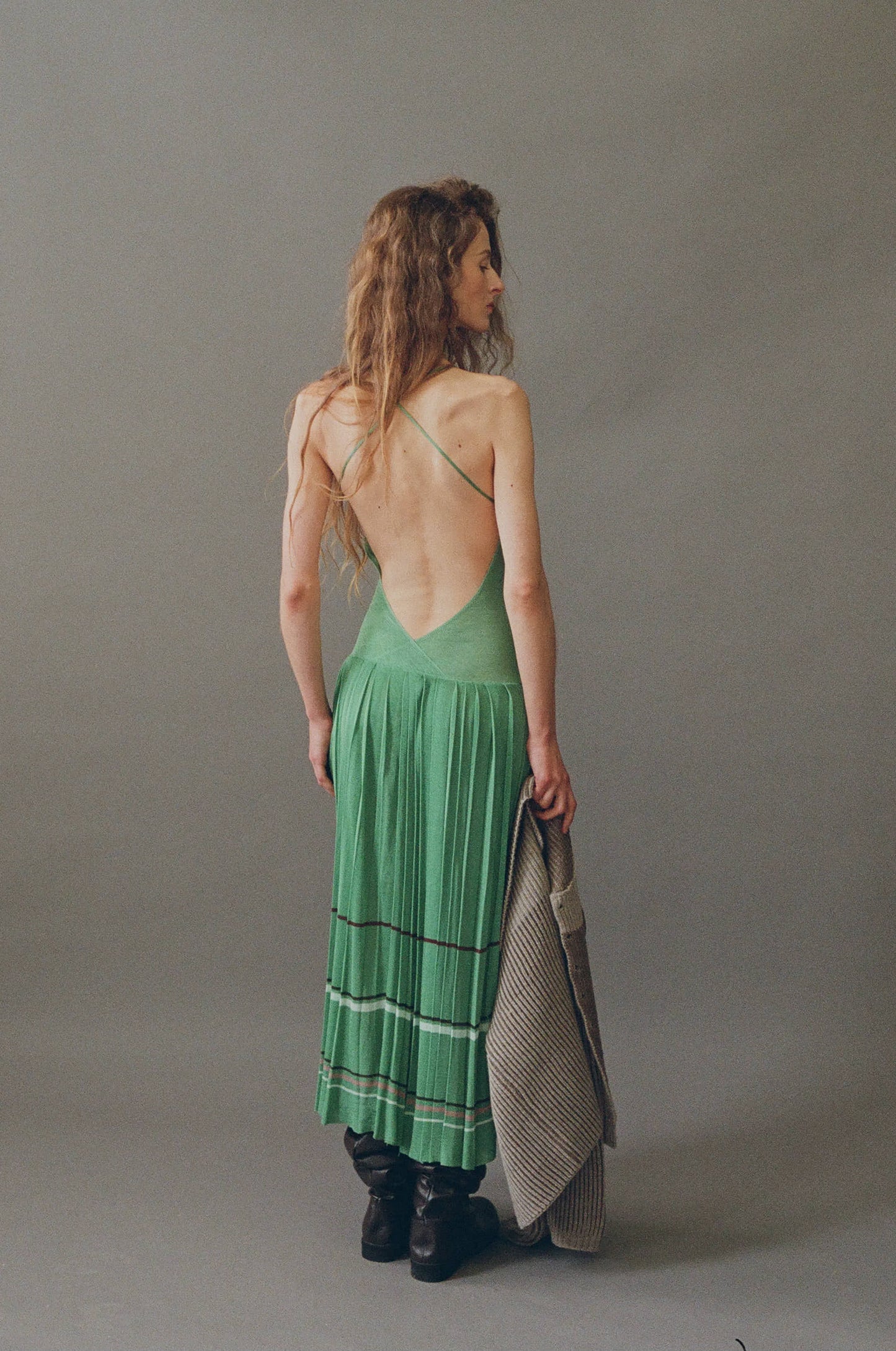 KINGSLEY PLEATED MIDI DRESS - Lily Pad