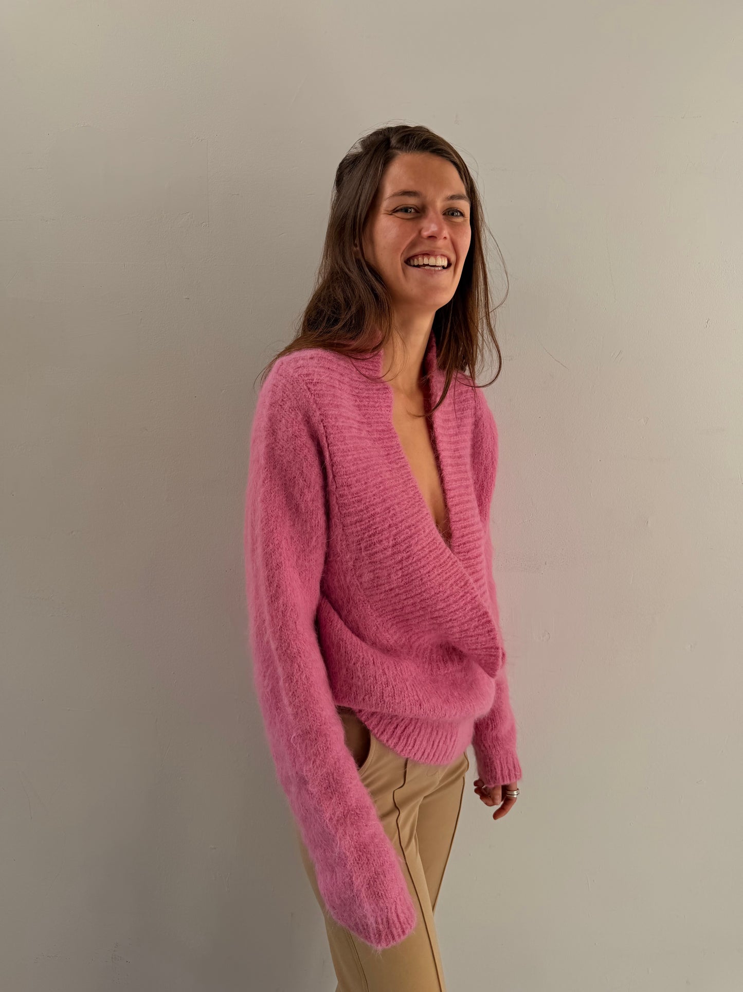 Sonko Reversible Cowl Neck Sweater - Dusty Pink