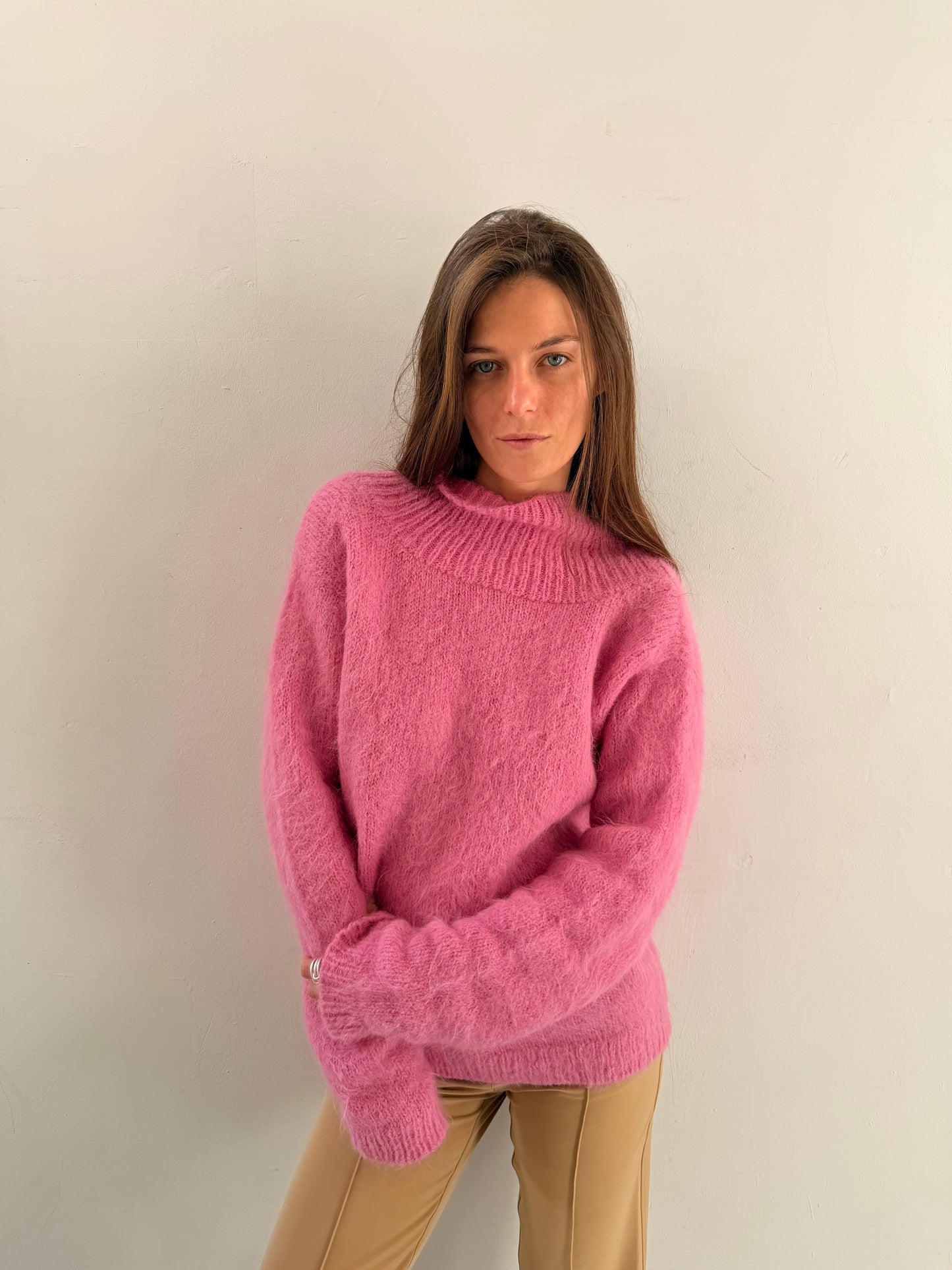 Sonko Reversible Cowl Neck Sweater - Dusty Pink