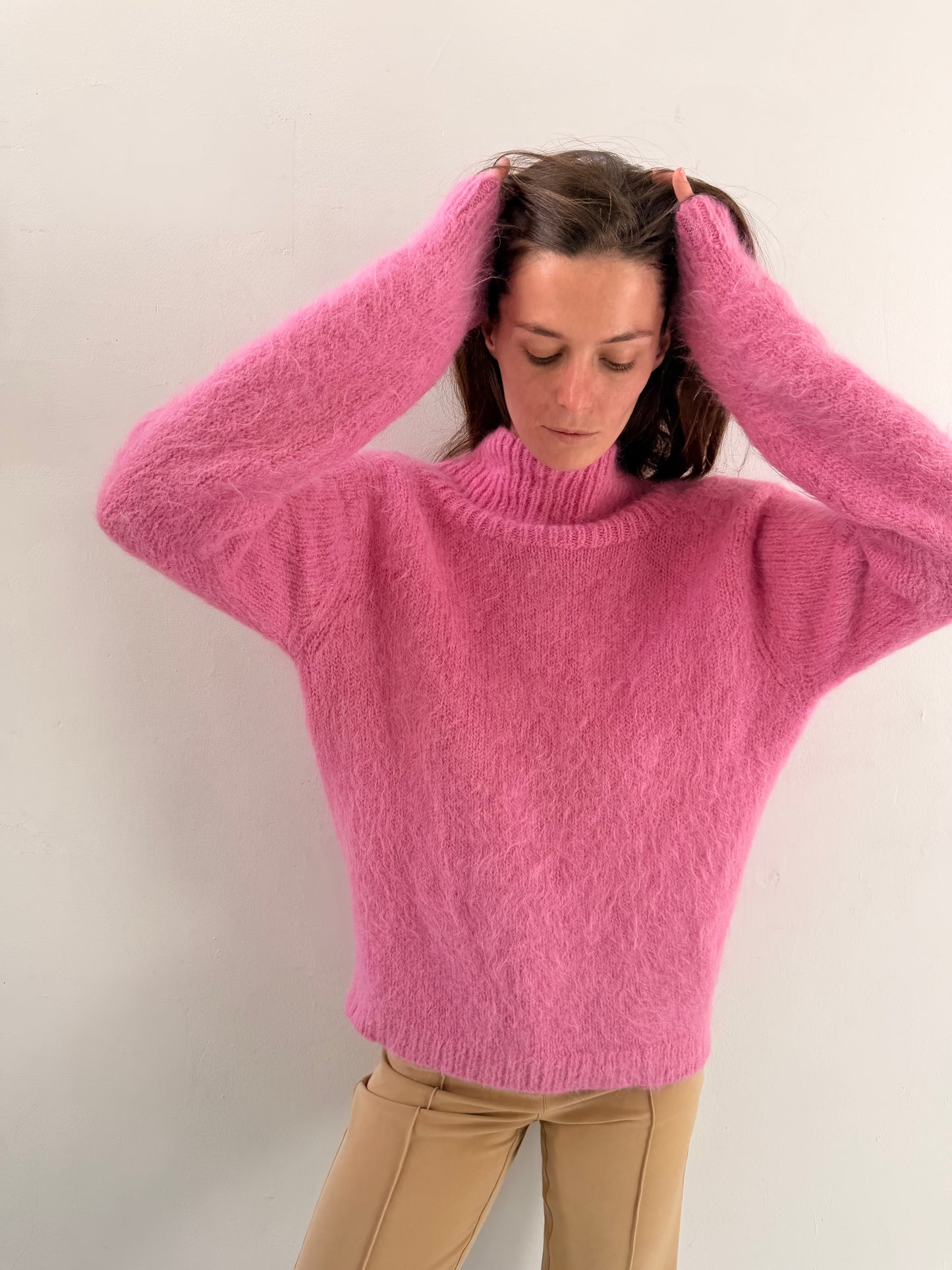 Sonko Reversible Cowl Neck Sweater - Dusty Pink