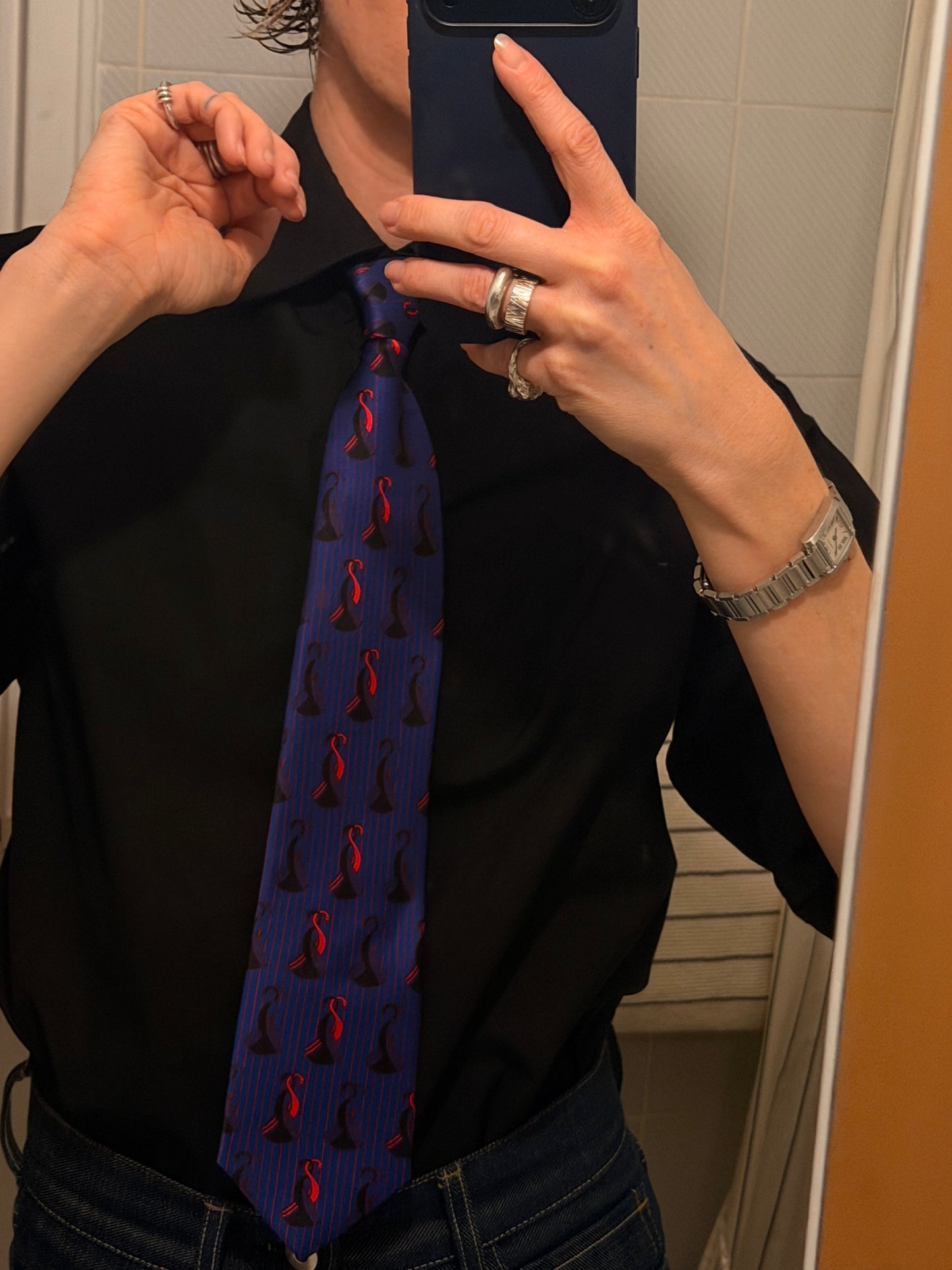 Kissing Swan Jacquard Tie