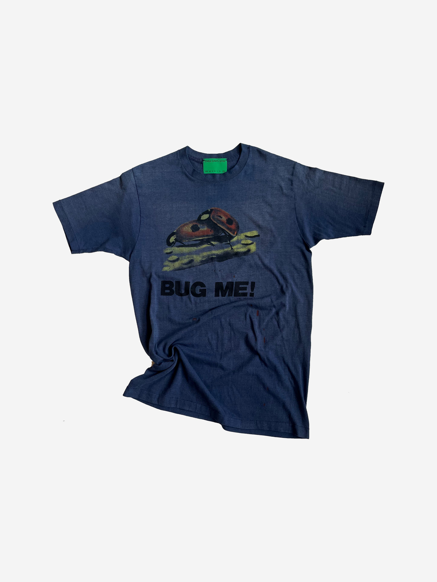 BUG ME  - Vintage Tee Red Spotted Faded Blue_M/L