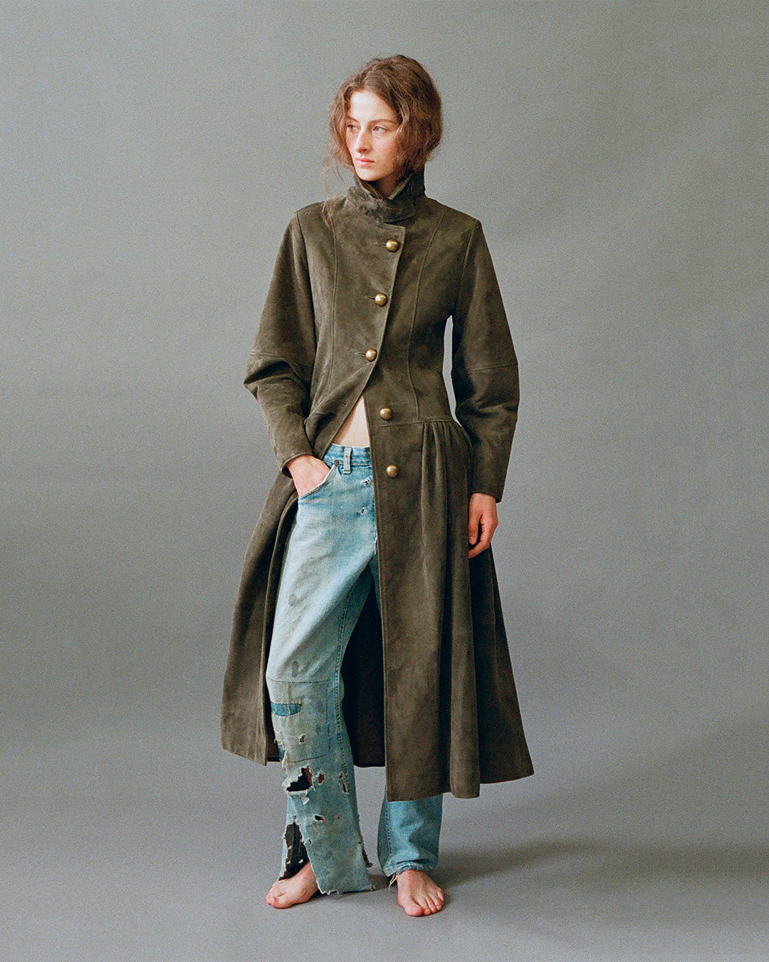 The Buttercup Suede Coat - Khaki