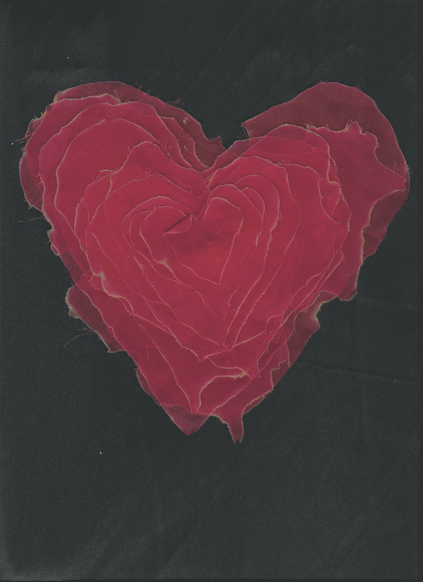 Burnt Silk Organza Heart Brooch - Red