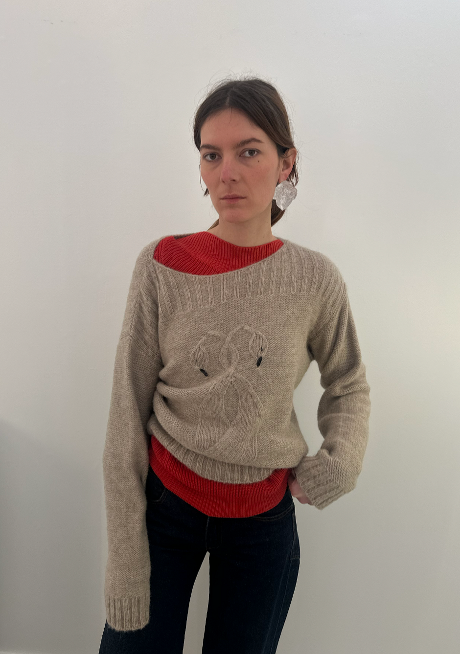 Swan Cable Knit Sweater - PREORDER