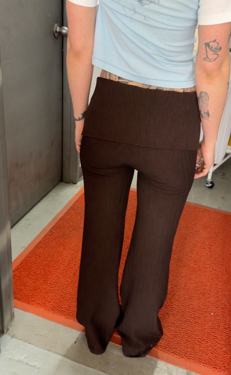 BLAKE FOLD OVER PANT - Brown Wool