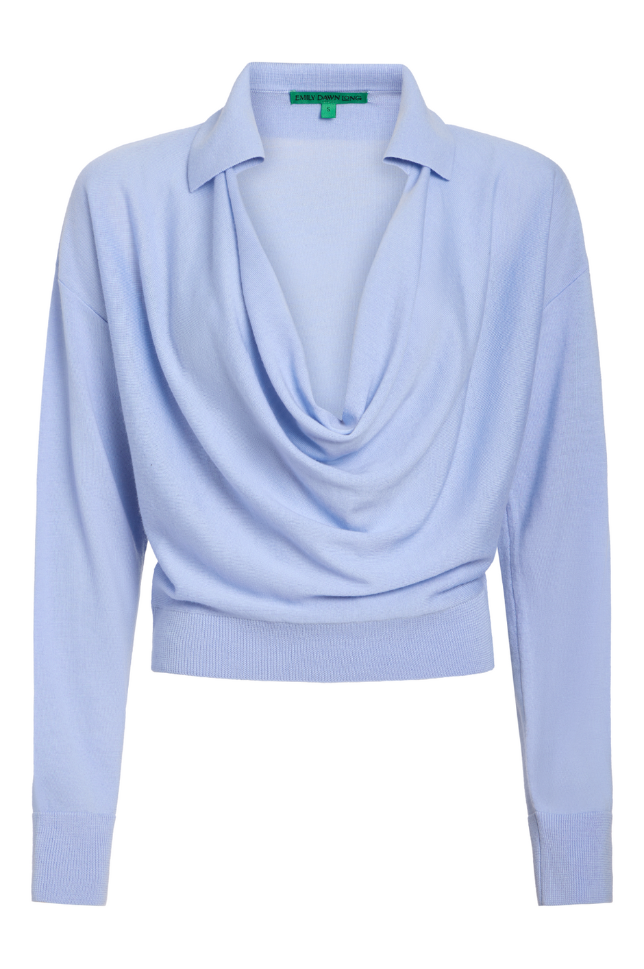 Drape Front Knit Polo - Baby Blue