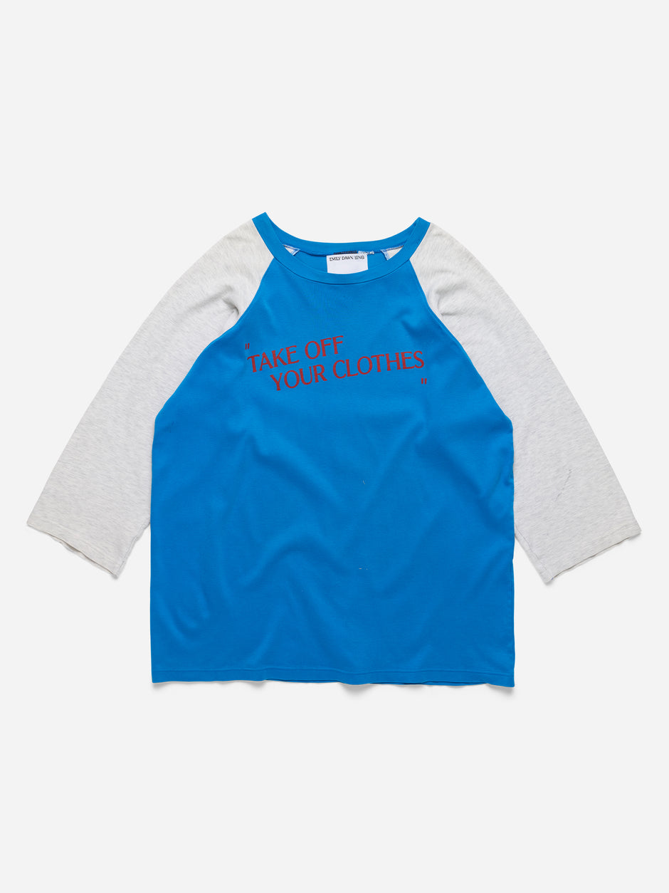 “TAKE OFF YOUR CLOTHES” - Blue Grey Raglan_L (A)